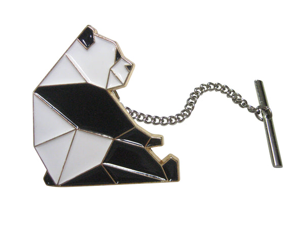 Black and White Toned Origami Sitting Panda Tie Tack