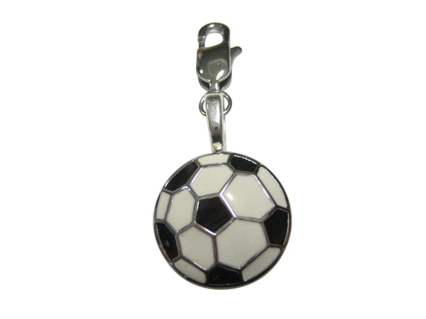 Black and White Toned Soccer Ball Pendant Zipper Pull Charm