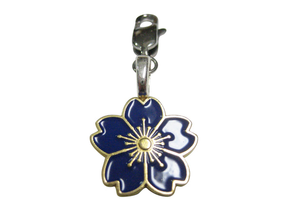 Blue Cherry Blossom Flower Pendant Zipper Pull Charm