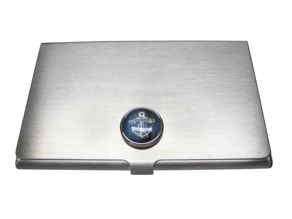 Blue Toned Circular Nautical I Refuse To Sink Anchor Business Card Holder