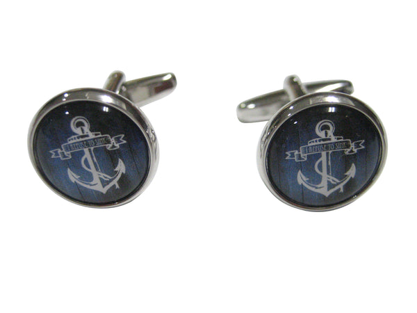 Blue Toned Circular Nautical I Refuse To Sink Anchor Cufflinks