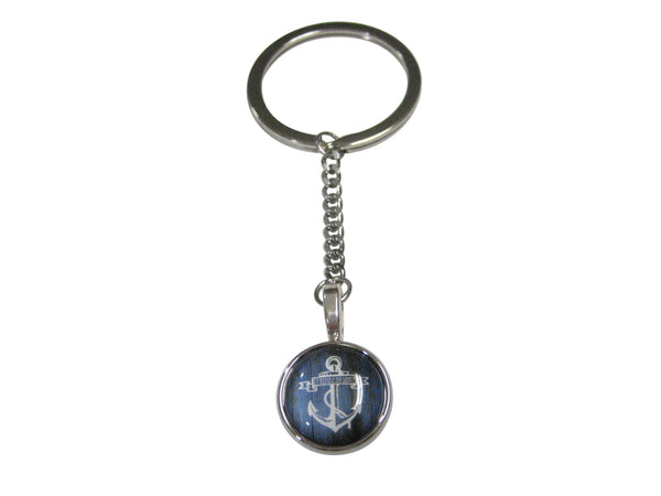Blue Toned Circular Nautical I Refuse To Sink Anchor Pendant Keychain