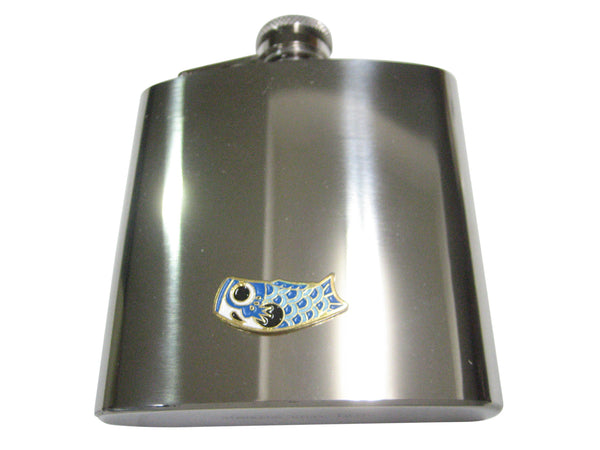 Blue Toned Festival Koi Flag Koinobori 6oz Flask