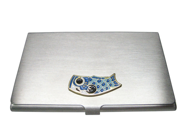 Blue Toned Festival Koi Flag Koinobori Business Card Holder