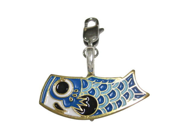 Blue Toned Festival Koi Flag Koinobori Pendant Zipper Pull Charm