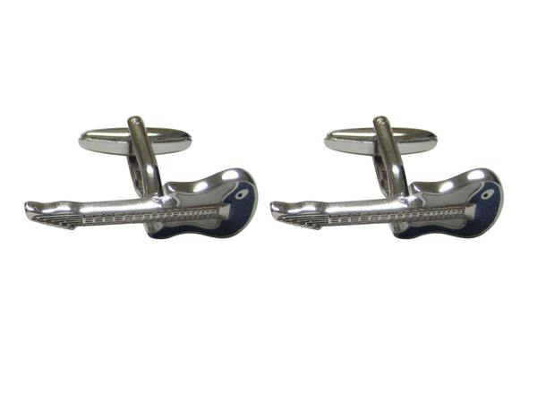 Blue and Silver Toned Electric Guitar Cufflinks