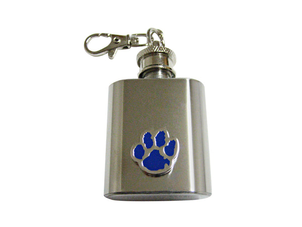 Blue Animal Paw 1 Oz. Stainless Steel Key Chain Flask