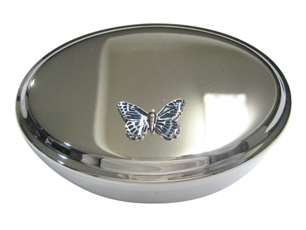 Blue Butterfly Insect Oval Trinket Jewelry Box