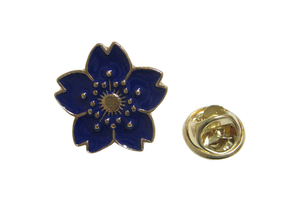 Blue Cherry Blossom Flower Lapel Pin