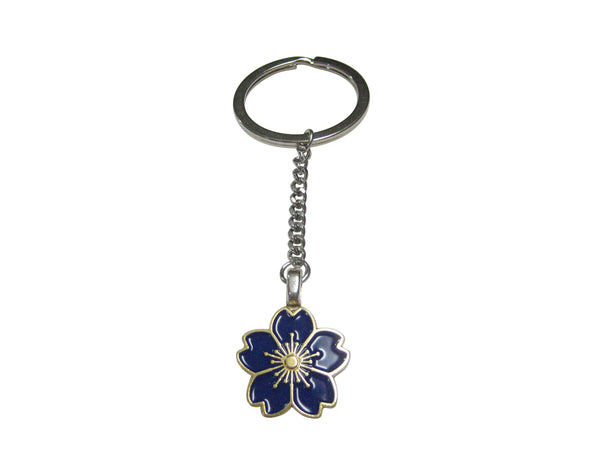 Blue Cherry Blossom Flower Pendant Keychain