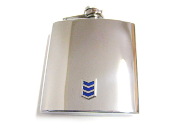 6 Oz. Stainless Steel Flask with Blue Chevron Design Pendant