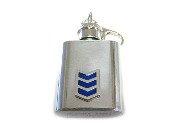 1 Oz. Stainless Steel Key Chain Flask with Blue Chevron Design Pendant