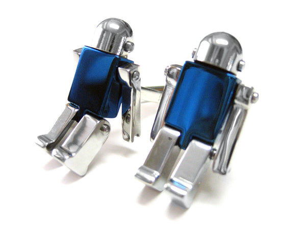 Blue Chrome Robot Cufflinks
