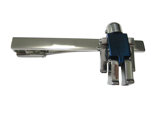 Blue Chrome Robot Square Tie Clip