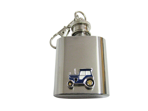 Blue Classic Farm Tractor Keychain Flask
