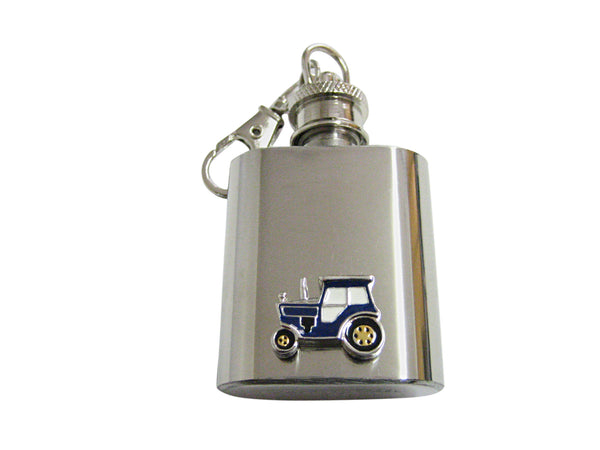 Blue Classic Farm Tractor 1 Oz. Stainless Steel Key Chain Flask