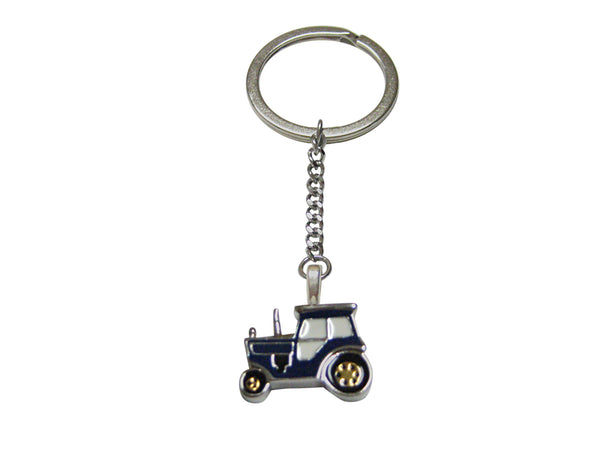 Blue Classic Farm Tractor Pendant Keychain