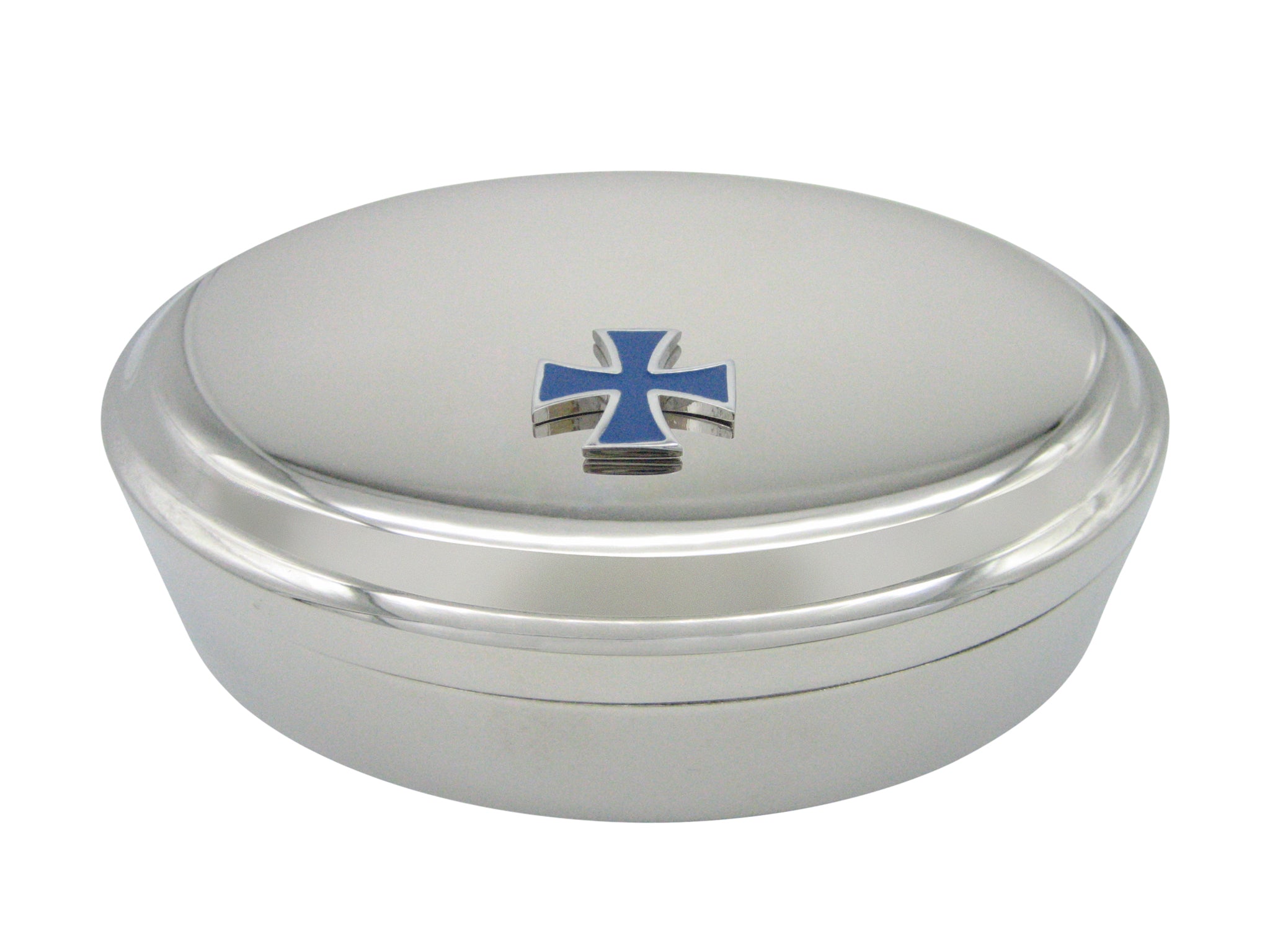 Blue Cross Pendant Oval Trinket Jewelry Box