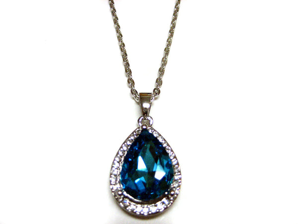 Blue Swarovski Elements Crystal Pendant Necklace