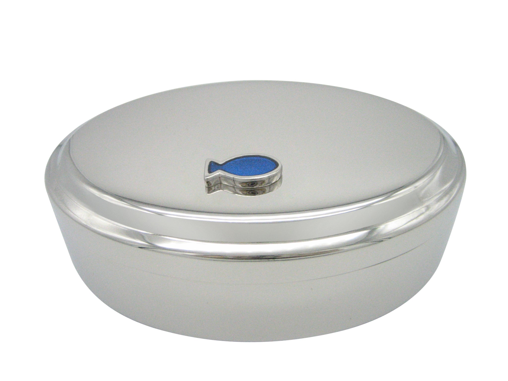 Blue Fish Pendant Oval Trinket Jewelry Box