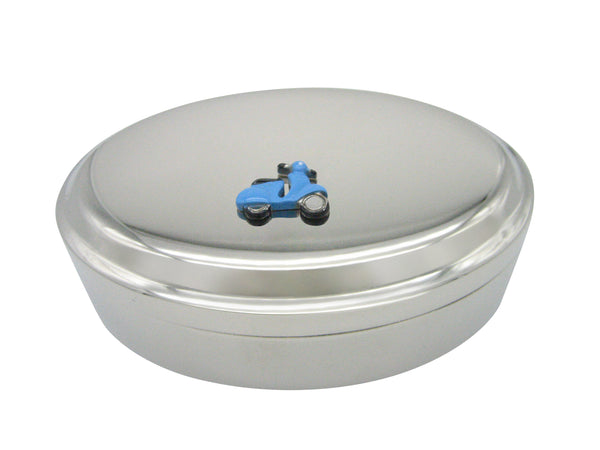 Blue Moped Scooter Pendant Oval Trinket Jewelry Box