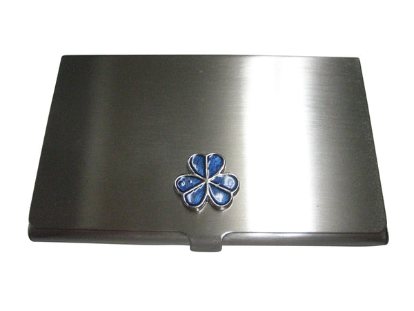 Blue Shamrock Clover Business Card Holder