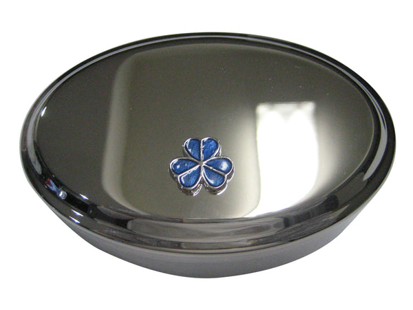 Blue Shamrock Clover Oval Trinket Jewelry Box