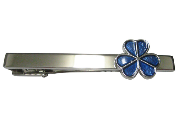 Blue Shamrock Clover Tie Clip