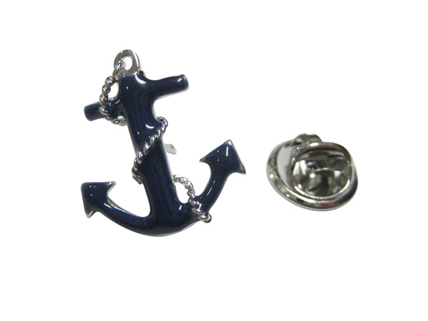 Blue Toned Textured Nautical Anchor Lapel Pin