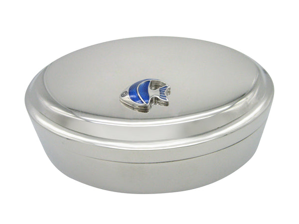 Blue Tropical Fish Pendant Oval Trinket Jewelry Box