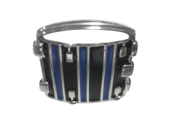 Blue and Black Toned Drum Musical Instrument Adjustable Size Fashion Ring