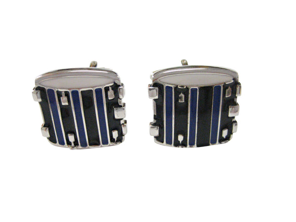 Blue and Black Toned Drum Musical Instrument Cufflinks