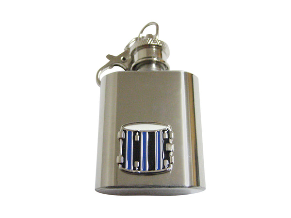 Blue and Black Toned Drum Musical Instrument Keychain Flask