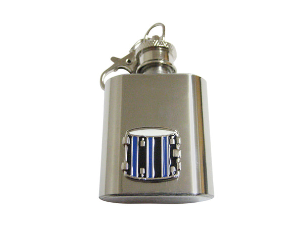 Blue and Black Toned Drum Musical Instrument 1 Oz. Stainless Steel Key Chain flask