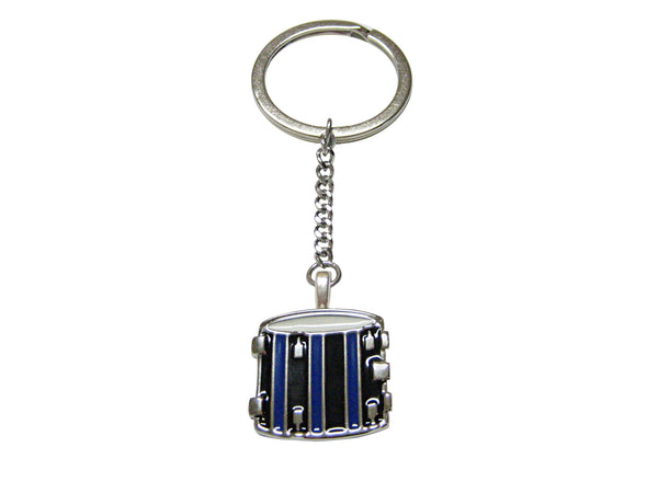 Blue and Black Toned Drum Musical Instrument Keychain