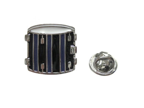 Blue and Black Toned Drum Musical Instrument Lapel Pin