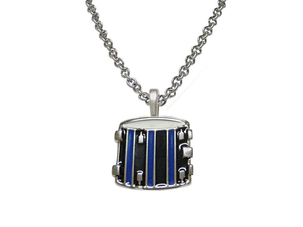 Blue and Black Toned Drum Musical Instrument Necklace