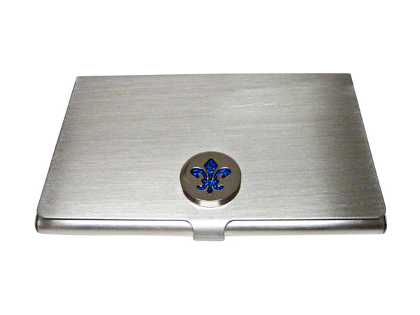 Blue and Silver Fleur de Lys Business Card Holder