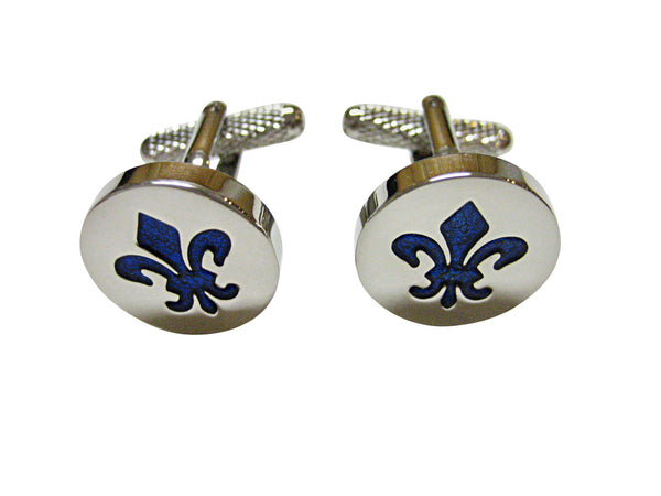 Blue and Silver Toned Fleur de Lys Cufflinks