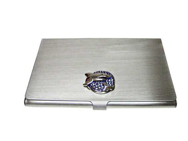 Blue and Silver Toned Shark Business Card Holder