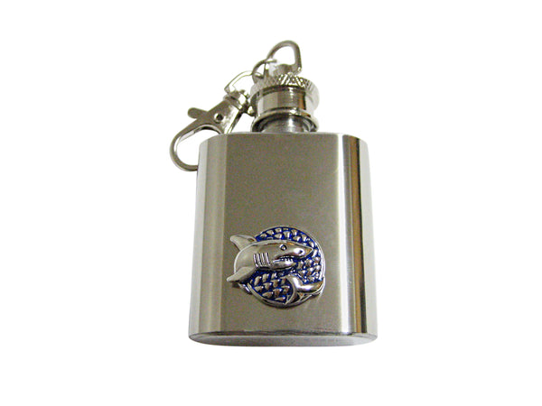Blue and Silver Toned Shark Keychain Flask
