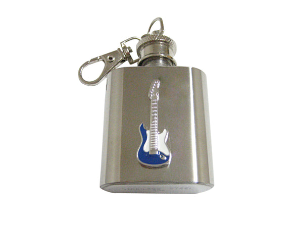 Blue and White Toned Full Guitar 1oz Keychain Flask