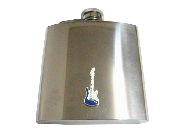 Blue and White Toned Full Guitar 6 Oz. Stainless Steel Flask