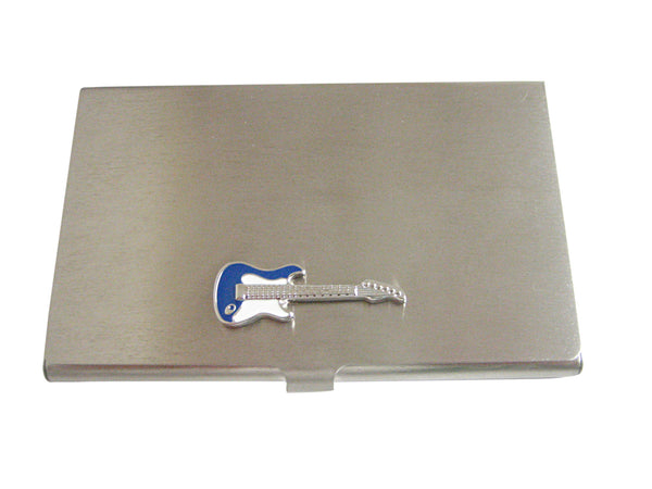 Blue and White Toned Full Guitar Business Card Holder