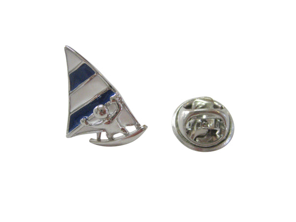 Blue and White Toned Wind Surfer Lapel Pin