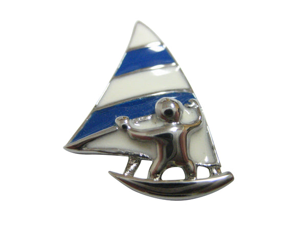Blue and White Toned Wind Surfer Magnet