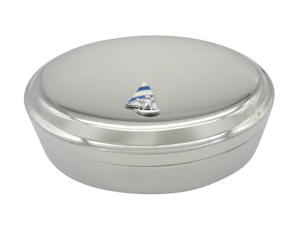 Blue and White Toned Wind Surfer Pendant Oval Trinket Jewelry Box