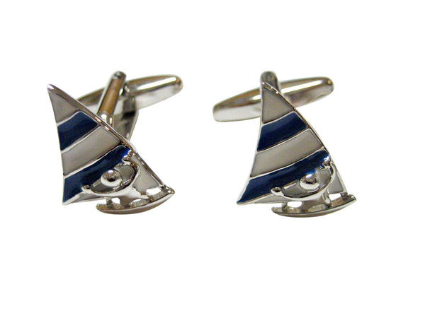 Blue and White Toned Wind Surfing Cufflinks