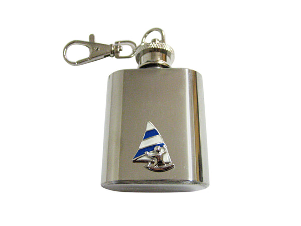 Blue and White Toned Wind Surfing Keychain Flask