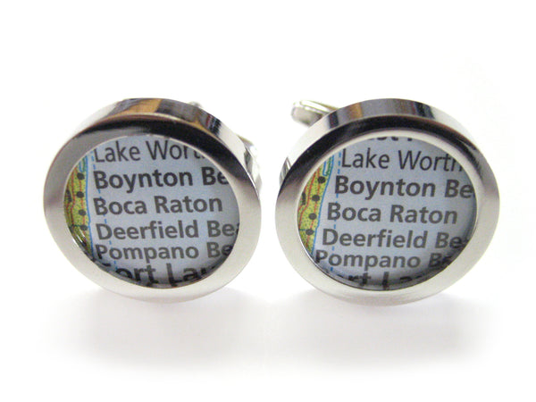 Boca Raton Florida Map Cufflinks